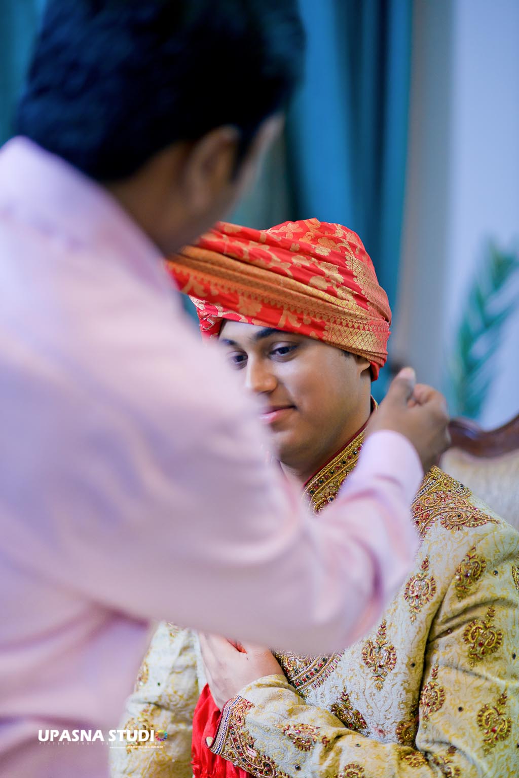 indian groom getting ready